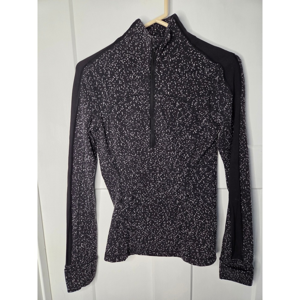 LululemonRun Briskly 1/2 Zip Magnetized Jacquard Black White Size 4